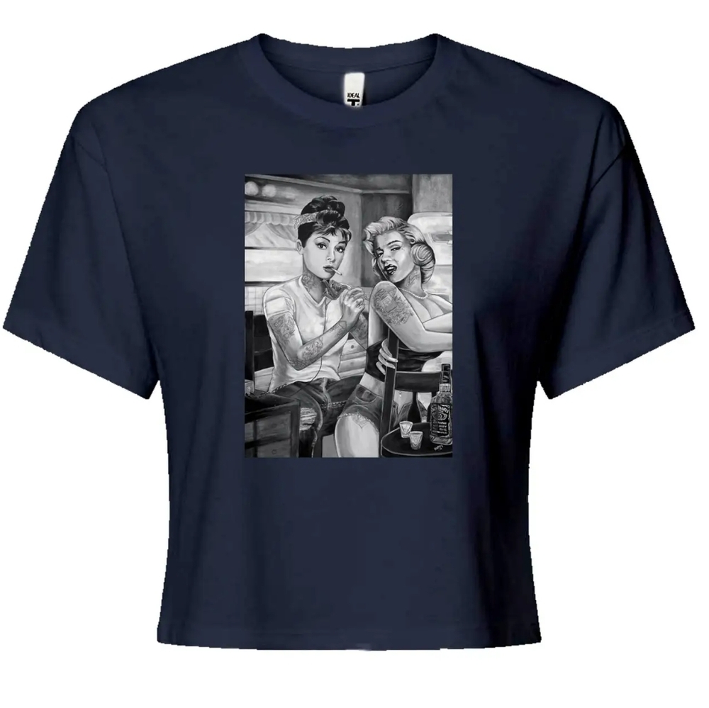 NWT Cropped Marilyn Monroe and Audrey Hepburn Tattoo Tee